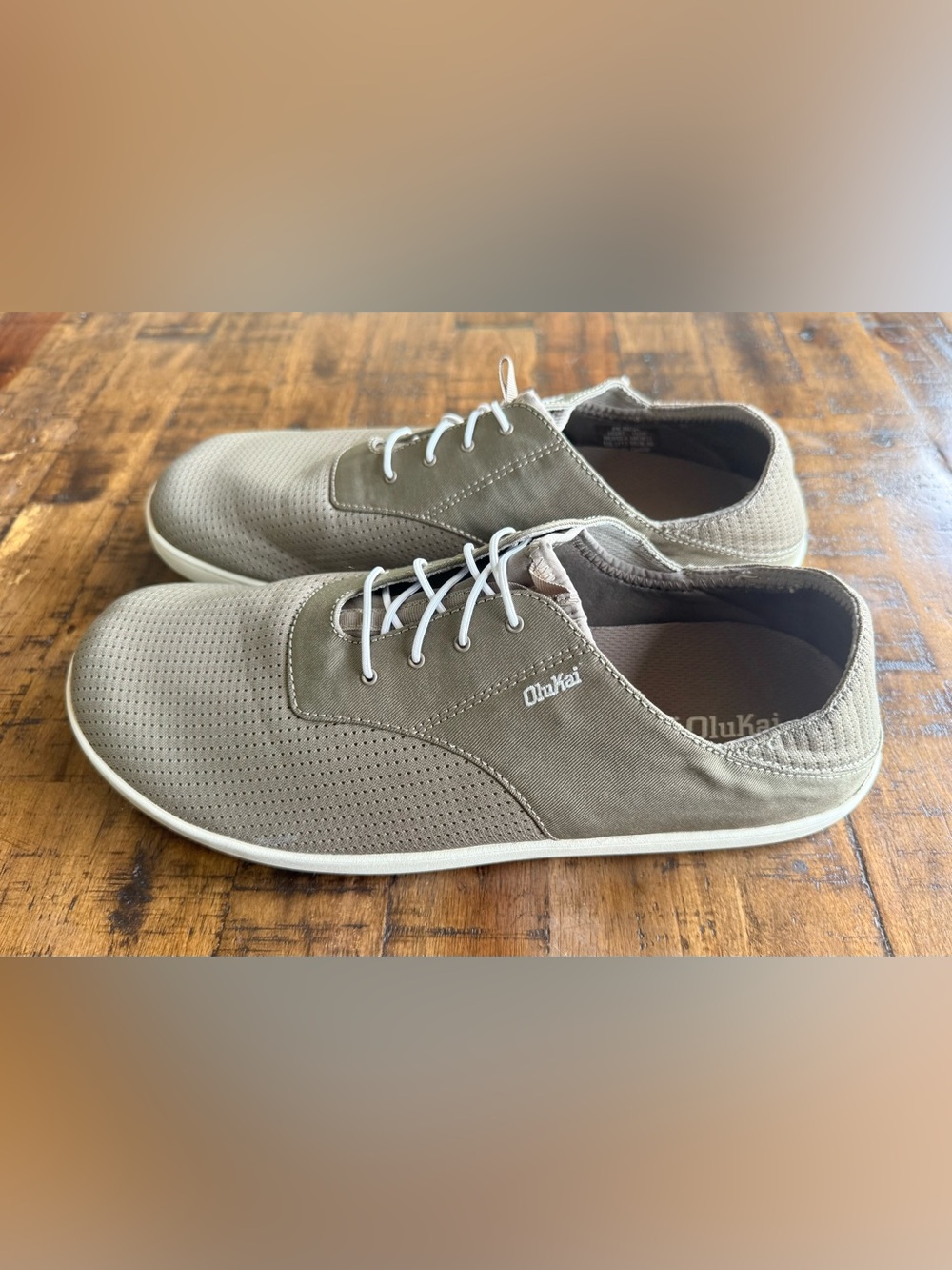 OluKai Nohea Moku Men’s Olive Green Slip‑On Boat Shoes • Size M13 • 10283‑1020